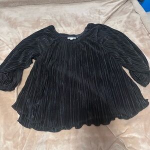Chico's Shimmering Black Pleated Top Size 1/M